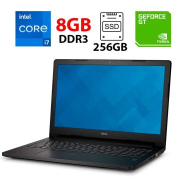 Ігровий ноутбук Dell Latitude 3570 / 15.6" (1366x768) TN / Intel Core i7-6500U (2 (4) ядра по 2.5 - 3.1 GHz) / 8 GB DDR3 / 256 GB SSD / nVidia GeForce 920M, 2 GB DDR3, 64-bit / WebCam
