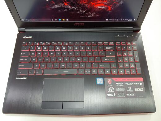 Ігровий ноутбук MSI GE62 6QF-254US / 15.6" (1920x1080) IPS LED / Intel Core i5-6300HQ (4 ядра по 2.3 - 3.2 GHz) / 16 GB DDR4 / 256 GB SSD+1 TB HDD / nVidia GeForce GTX 970M, 3 GB GDDR5, 256-bit / WebCam / DVD-RW / USB 3.0 / HDMI