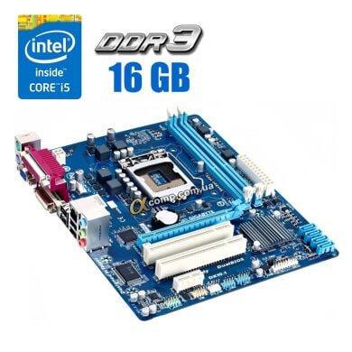 Комплект: материнская плата Gigabyte GA-H61M-S2PV / LGA1155 / Intel Core i5-2400 (4 ядра по 3.1 - 3.4 GHz) / 16 GB DDR3 / Intel HD Graphics 2000 + Кулер
