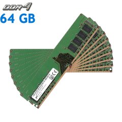 Комплект: Оперативная память для ПК Micron / 64 GB (8x8 GB) / 1Rx8 PC4-21300 / DDR4 / 2666 MHz
