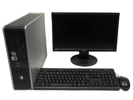 Комплект ПК: HP Compaq dc7800 SFF / Intel Core 2 Duo E6550 (2 ядра по 2.33 GHz) / 4 GB DDR2 / 160 GB HDD / Intel Graphics / DVD-ROM + Монитор Б-класс LG Flatron W1946S / 19" (1366x768) TN / VGA + Клавиатура, мышка, кабели Комплект ПК: HP Compaq dc7800 SFF / Intel Core 2 Duo E6550 (2 ядра по 2.33 GHz) / 4 GB DDR2 / 160 GB HDD / Intel Graphics / DVD-ROM + Монитор Б-класс LG Flatron W1946S / 19" (1366x768) TN / VGA + Клавиатура, мышка, кабели