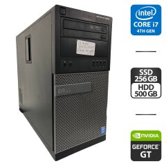 Компьютер Dell OptiPlex 9020 Tower / Intel Core i7-4790 (4 (8) ядра по 3.6 - 4.0 GHz) / 16 GB DDR3 / 256 GB SSD + 500 GB HDD / nVidia GeForce GT 1030, 2 GB GDDR5, 64-bit / DVD-ROM