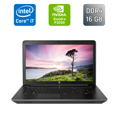 Мобільна робоча станція HP zBook 17 G4 / 17.3" (1920x1080) IPS / Intel Core i7-7700HQ (4 (8) ядра по 2.8 - 3.8 GHz) / 16 GB DDR4 / 512 GB SSD / nVidia Quadro P3000, 6 GB GDDR5, 192-bit / WebCam / Fingerprint