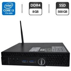 Неттоп Dell OptiPlex 3050 USFF / Intel Core i3-7100T (2 (4) ядра по 3.4 GHz) / 8 GB DDR4 / 500 GB SSD / Intel HD Graphics 630 / Wi-Fi / Блок питания / Windows 11 Pro