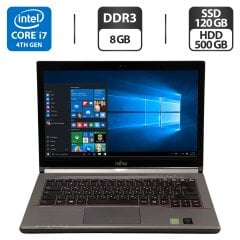 Ноутбук Б-класс Fujitsu LifeBook E744 / 14" (1600x900) TN / Intel Core i7-4702MQ (4 (8) ядра по 2.2 - 3.2 GHz) / 8 GB DDR3 / 120 GB SSD + 500 GB HDD / Intel HD Graphics 4600 / WebCam
