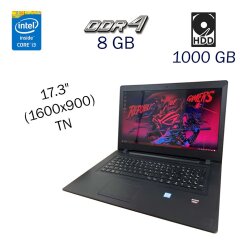 Ноутбук Б клас Lenovo IdeaPad 110-17IKB / 17.3" (1600x900) TN / Intel Core i3-7100U (2 (4) ядра по 2.4 GHz) / 8 GB DDR4 / 1000 GB HDD / AMD Radeon R5 M430, 2 GB DDR3, 64-bit / WebCam / Windows 10 Pro LIC