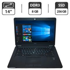 Ноутбук Б-класс Dell Latitude E7450 / 14" (1366x768) TN / Intel Core i5-5300U (2 (4) ядра по 2.3 - 2.9 GHz) / 8 GB DDR3 / 256 GB SSD / Intel HD Graphics 5500 / WebCam