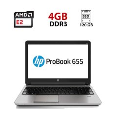 Ноутбук HP 655 / 15.6" (1366x768) TN / AMD E2-1800 (2 ядра по 1.7 GHz) / 4 GB DDR3 / 120 GB SSD / AMD Radeon HD 7340 / WebCam
