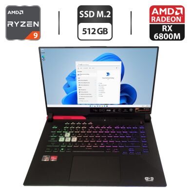 Новий ігровий ноутбук Asus ROG Strix G513QY-SG15 Advantage Edition / 15.6" (2560x1440) WQHD / AMD Ryzen 9 5980HX (8 (16) ядер по 3.3 - 4.8 GHz) / 16 GB DDR4 / 512 GB SSD M.2 / AMD Radeon RX 6800M, 12 GB GDDR6, 192-bit / WebCam / HDMI / Windows 11 Home