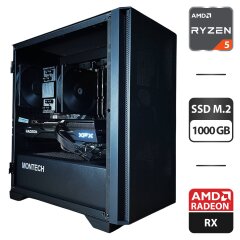 Сборка под заказ: новый игровой ПК Montech Air 100 Lite Tower / AMD Ryzen 5 7500F (6 (12) ядер по 3.7 - 5.0 GHz) / 32 GB DDR5 / 1000 GB SSD M.2 / AMD Radeon RX 9060 XT, 16 GB GDDR6, 128-bit / 650W