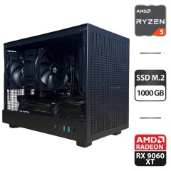 Сборка под заказ: новый игровой ПК Deepcool CH160 Black Tower / AMD Ryzen 5 5600 (6 (12) ядер по 3.5 - 4.4 GHz) / 32 GB DDR4 / 1000 GB SSD M.2 / AMD Radeon RX 9060 XT, 16 GB GDDR6, 128-bit / 650W