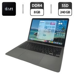 Ультрабук Apple MacBook Air M1 (2020) / 13.3" (2560x1600) IPS / Apple M1 (8 ядер по 3.2 GHz) / 8 GB DDR4 / 240 GB SSD / Apple M1 Graphics / WebCam / MacOS