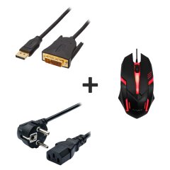 Нова ігрова мишка + Кабель живлення + Кабель DVI + Перехідник DisplayPort
