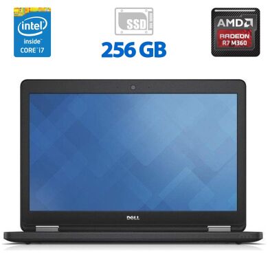 Ігровий ноутбук Dell Latitude E5570 / 15.6" (1366x768) TN / Intel Core i7-6600U (2 (4) ядра по 2.6 - 3.4 GHz) / 8 GB DDR4 / 256 GB SSD / AMD Radeon R7 M360, 2 GB GDDR3, 64-bit / WebCam / HDMI / Windows 10 Pro