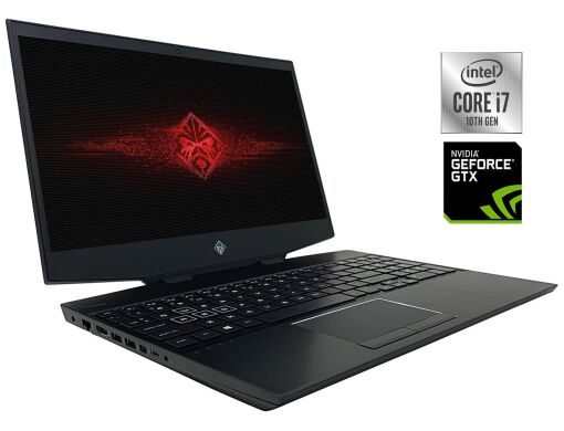 Ігровий ноутбук HP Omen 15-dh1070wm / 15.6" (1920x1080) IPS / Intel Core i7-10750H (6 (12) ядер по 2.6 - 5.0 GHz) / 8 GB DDR4 / 256 GB SSD + 1000 GB HDD / nVidia GeForce GTX 1660 Ti, 6 GB GDDR6, 192-bit / WebCam