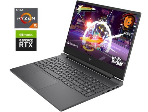 Ігровий ноутбук HP Victus 15-fb2082wm / 15.6" (1920x1080) IPS / AMD Ryzen 5 8645HS (6 (12) ядер по 4.3 - 5.0 GHz) / 16 GB DDR4 / 512 GB SSD / nVidia GeForce RTX 4050, 6 GB GDDR6, 96-bit / WebCam Ігровий ноутбук HP Victus 15-fb2082wm / 15.6" (1920x1080) IPS / AMD Ryzen 5 8645HS (6 (12) ядер по 4.3 - 5.0 GHz) / 16 GB DDR4 / 512 GB SSD / nVidia GeForce RTX 4050, 6 GB GDDR6, 96-bit / WebCam