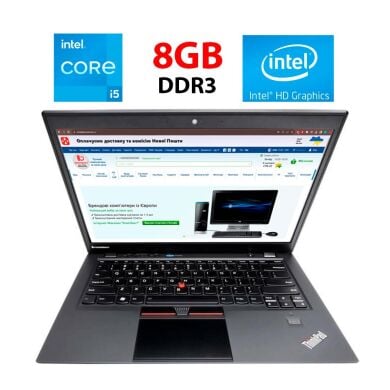 Ультрабук Б-класс Lenovo ThinkPad X1 Carbon 3th Gen / 14" (2560x1440) TN / Intel Core i5-5300U (2 (4) ядра по 2.3 - 2.9 GHz) / 8 GB DDR3 / 256 GB SSD / Intel HD Graphics 5500 / WebCam / HDMI