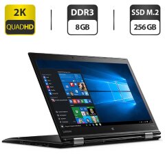 Ноутбук-трансформер Lenovo ThinkPad X1 Yoga (2nd Gen) / 14" (2560x1440) IPS Touch / Intel Core i5-7300U (2 (4) ядра по 2.6 - 3.5 GHz) / 8 GB DDR3 / 256 GB SSD M.2 / Intel HD Graphics 620 / WebCam / HDMI / Windows 10 Pro