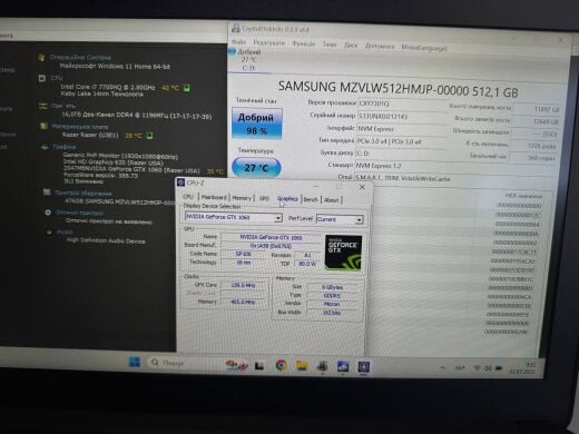 Ігровий ноутбук Razer Blade 14 RZ09-0195 / 14" (1920x1080) IPS / Intel Core i7-7700HQ (4 (8) ядра по 2.8 - 3.8 GHz) / 16 GB DDR4 / 512 GB SSD NVMe / nVidia GeForce GTX 1060, 6 GB GDDR5, 192-bit / WebCam / Win 11