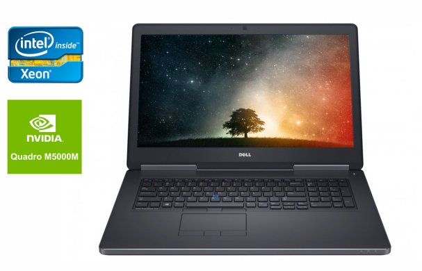 Мобільна робоча станція Dell Precision 7710 / 17.3" (1920x1080) IPS / Intel Xeon E3-1535M v5 (4 (8) ядра по 2.9 - 3.8 GHz) / 32 GB DDR4 / 960 GB SSD / nVidia Quadro M5000M, 8 GB GDDR5, 256-bit / WebCam 