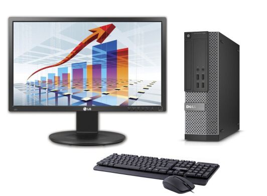 Комплект ПК: Dell OptiPlex 7020 SFF / Intel Core i3-4130 (2 (4) ядра по 3.4 GHz) / 4 GB DDR3 / 240 GB SSD / Intel HD Graphics 4400 + Монітор LG 22MB35PU-B / 22" (1920x1080) TN / DVI, VGA, USB 2.0, Audio / 2x 1W + Maxxter USB 