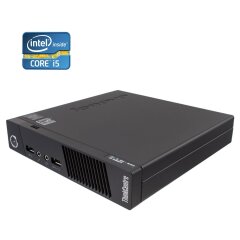 Неттоп Б-класс Lenovo ThinkCentre M93p Tiny USFF / Intel Core i5-4570S (4 ядра по 2.9 - 3.6 GHz) / 16 GB DDR3 / 256 GB SSD / Intel HD Graphics 4600 / Блок питания в комплекте