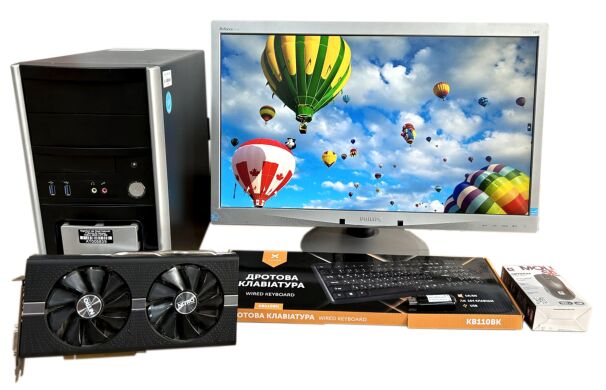 Комплект ПК: Terra s1150 Black Tower / Intel Core i5-4590 (4 ядра по 3.3 - 3.7 GHz) / 8 GB DDR3 / 120 GB SSD + 750 GB HDD / AMD Radeon RX 570, 8GB GDDR5, 256-bit + Монітор Philips Brilliance 241B4L / 24" (1920x1080) TN + клавіатура и миша Комплект ПК: Terra s1150 Black Tower / Intel Core i5-4590 (4 ядра по 3.3 - 3.7 GHz) / 8 GB DDR3 / 120 GB SSD + 750 GB HDD / AMD Radeon RX 570, 8GB GDDR5, 256-bit + Монітор Philips Brilliance 241B4L / 24" (1920x1080) TN + клавіатура и миша