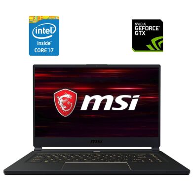 Игровой ноутбук Б-класс MSI GS65 Stealth 9SD / 15.6" (1920x1080) IPS / Intel Core i7-9750H (6 (12) ядра по 2.6 - 4.5 GHz) / 16 GB DDR4 / 512 GB SSD / nVidia GeForce GTX 1660 Ti, 6 GB GDDR6, 192-bit / WebCam