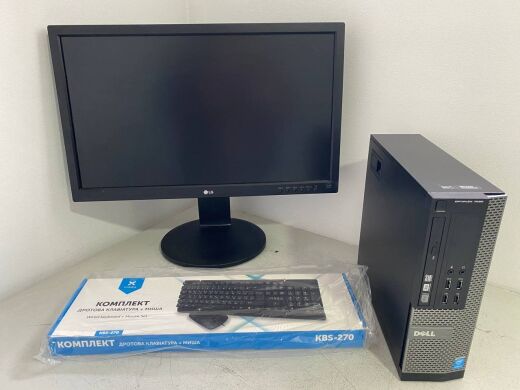 Комплект ПК: компьютер Dell OptiPlex 7020 SFF / Intel Core i5-4590 (4 ядра по 3.3 - 3.7 GHz) / 8 GB DDR3 / 240 GB SSD / AMD Radeon R5 240, 1 GB GDDR3, 64-bit / DVD-ROM + Монитор Б-класс LG 23MB35PY-B / 23" (1920x1080) IPS + Клавиатура, мышка, кабели