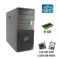 Комп'ютер Fujitsu Esprimo P420 E85+ Tower / Intel Core i5-4430 (4 ядра по 3.0 - 3.2 GHz) / 8 GB DDR3 / 120 GB SSD+250 GB HDD