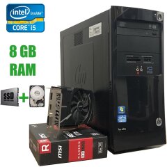 HP Elite 7300 MT/ Intel Core i5-2400 (4 ядра по 3.1 - 3.4 GHz) / 8 GB DDR3 / 120 GB SSD + 500 GB HDD / AMD Radeon RX550 2GB GDDR5 128bit / DVD-RW