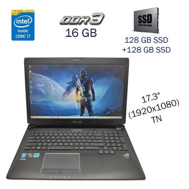 Ігровий ноутбук Asus ROG G750JZ / 17.3" (1920х1080) TN / Intel Core i7-4700HQ (4 (8) ядра по 2.4 - 3.4 GHz) / 16 GB DDR3 / 128 GB SSD+128 GB SSD / nVidia GeForce GTX 880M 4 GB / WebCam / DVD-ROM
