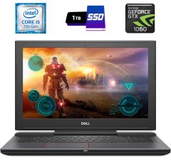 Игровой ноутбук Dell Inspiron 7577 / 15.6" (1920x1080) IPS / Intel Core i5-7300HQ (4 ядра по 2.5 - 3.5 GHz) / 16 GB DDR4 / 1000 GB SSD / nVidia GeForce GTX 1060 Max-Q, 6 GB GDDR5, 192-bit / WebCam / USB 3.1 / HDMI