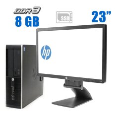 Комплект ПК: HP Compaq 6200 Pro SFF / Intel Core i3-2100 (2 (4) ядра по 3.1 GHz) / 8 GB DDR3 / 240 GB SSD / Intel HD Graphics 2000 + Монітор HP Z23i / 23" (1920x1080) IPS / DVI, DP, VGA + Клавіатура та миша
