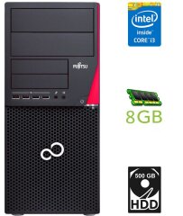 Компьютер Fujitsu Esprimo P720 E90+ Tower / Intel Core i3-4130 (2 (4) ядра по 3.4 GHz) / 8 GB DDR3 / 500 GB HDD / Intel HD Graphics 4400 / 280W / DisplayPort / DVI