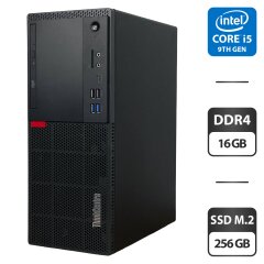 Компьютер Lenovo ThinkCentre M720t Tower / Intel Core i5-9400 (6 ядер по 2.9 - 4.1 GHz) / 16 GB DDR4 / 256 GB SSD M.2 / Intel UHD Graphics 630 / DVD-ROM / VGA