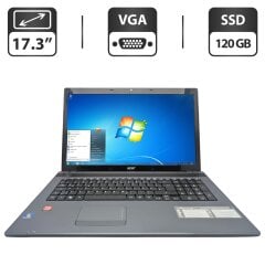 Ноутбук Acer Aspire 7250 / 17.3" (1600x900) TN / AMD E-450 (2 ядра по 1.66 GHz) / 6 GB DDR3 / 120 GB SSD / AMD Radeon HD 6320 Graphics / WebCam / DVD-ROM