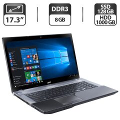 Ноутбук Б-класс Acer Aspire V3-731 / 17.3" (1600x900) TN / Intel Pentium B960 (2 ядра по 2.2 GHz) / 8 GB DDR3 / 128 GB SSD + 1000 GB HDD / Intel HD Graphics / WebCam / DVD-ROM