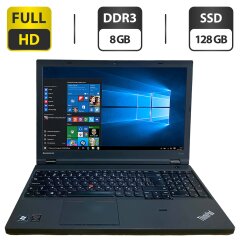 Ноутбук Lenovo ThinkPad T540p / 15.6" (1920x1080) TN / Intel Core i5-4200M (2 (4) ядра по 2.5 - 3.1 GHz) / 8 GB DDR3 / 128 GB SSD / Intel HD Graphics 4600 / WebCam / DVD-ROM / VGA