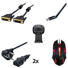 Нова мишка та клавіатура + Wi-Fi адаптер + Web-cam + Кабель живлення (2x) + Кабель DVI