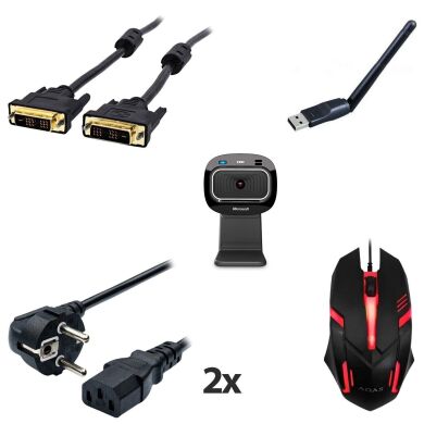 Нова мишка та клавіатура + Wi-Fi адаптер + Web-cam + Кабель живлення (2x) + Кабель DVI