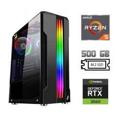 Новий ігровий ПК / AMD Ryzen 5 5500 (6 (12) ядер по 3.6 - 4.2 GHz) / 16 GB DDR4 / 500 GB SSD M.2 / nVidia GeForce RTX 3060, 12 GB GDDR6, 192-bit / 700W