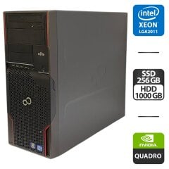 Рабочая станция Fujitsu Celsius M720 Tower / Intel Xeon E5-1620 (4 (8) ядра по 3.6 - 3.8 GHz) / 16 GB DDR3 / 256 GB SSD + 1000 GB HDD / nVidia Quadro K2000, 2 GB GDDR5, 128-bit / 500W