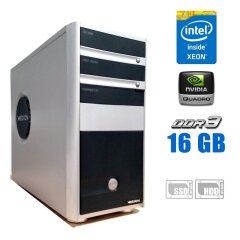 Робоча станція Medion MT6 Tower / Intel Xeon E3-1270 (4 (8) ядра по 3.4 - 3.8 GHz) (аналог i7-2600) / 16 GB DDR3 / 128 GB SSD + 500 GB HDD / nVidia Quadro K4000, 3 GB GDDR5, 192-bit / 400W 