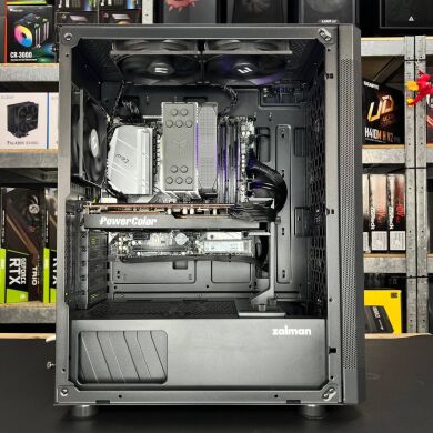 Збірка під замовлення: ігровий ПК Zalman i4 Black Tower / AMD Ryzen 7 5700X (8 (16) ядер по 3.4 - 4.6 GHz) / 16 GB DDR4 / 500 GB SSD M.2 + 2000 GB SSD M.2 / AMD Radeon RX 5700 XT, 8 GB GDDR6, 256-bit / 650W