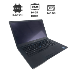 Ультрабук Dell Latitude 7490 / 14" (1920x1080) IPS / Intel Core i7-8650U (4 (8) ядра по 1.9 - 4.2 GHz) / 16 GB DDR4 / 240 GB SSD / Intel UHD Graphics 620 / WebCam