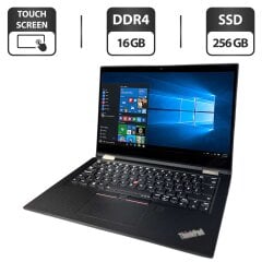 Ультрабук-трансформер Lenovo ThinkPad X13 Yoga Gen1 / 13.3" (1920x1080) IPS Touch / Intel Core i5-10210U (4 (8) ядра по 1.6 - 4.2 GHz) / 16 GB DDR4 / 256 GB SSD / Intel UHD Graphics / WebCam / Стилус / Windows 10 Pro