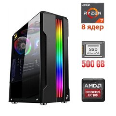 Ігровий ПК / AMD Ryzen 7 1700 (8 (16) ядер по 3.0 - 3.7 GHz) / 16 GB DDR4 / 500 GB SSD / AMD Radeon RX 580, 8 GB GDDR5, 256-bit