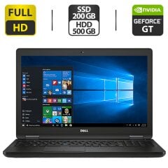 Ноутбук Б-клас Dell Latitude E5540 / 15.6" (1920x1080) TN / Intel Core i7-4600U (2 (4) ядра по 2.1 - 3.3 GHz) / 8 GB DDR3 / 200 GB SSD + 500 GB HDD / nVidia GeForce GT 720M, 2 GB GDDR3, 64-bit / WebCam / DVD-ROM