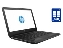 Ноутбук HP 14-am005ur / 14" (1366x768) TN / Intel Celeron N3060 (2 ядра по 1.6 - 2.48 GHz) / 4 GB DDR3 / 128 GB SSD / Intel HD Graphics / WebCam / Win 10 Pro